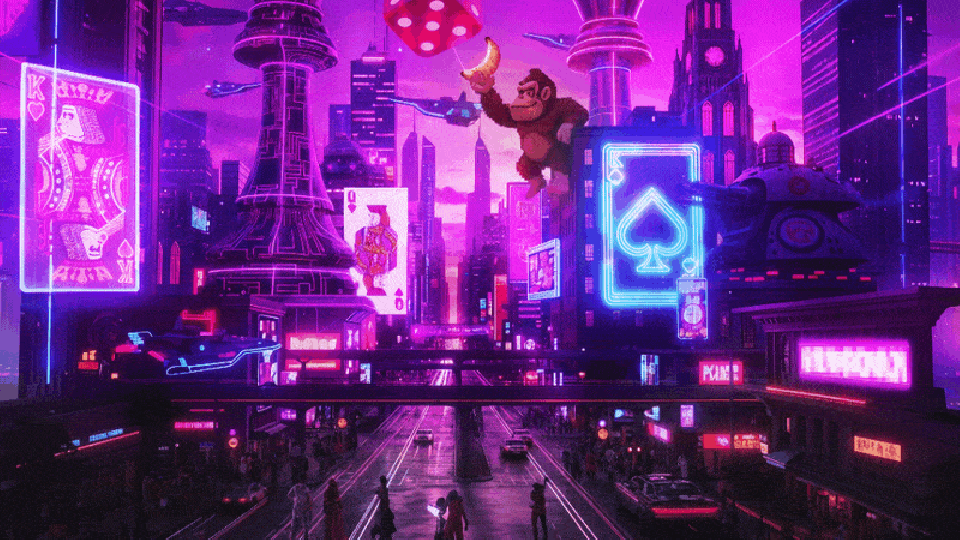 A GIF illustration of a virtual Melbourne street that changes to a digital grid