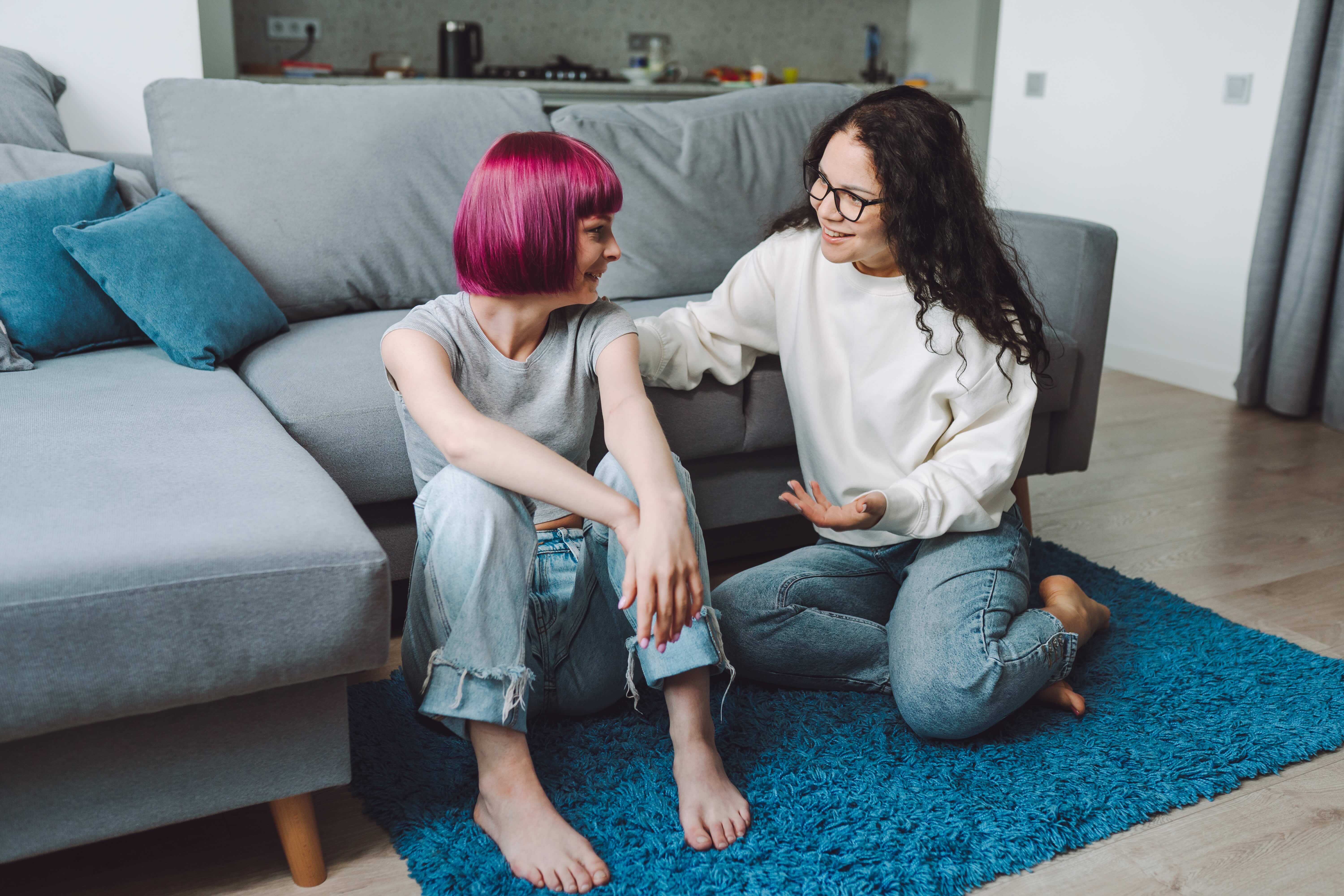 Mother and daughter chatting