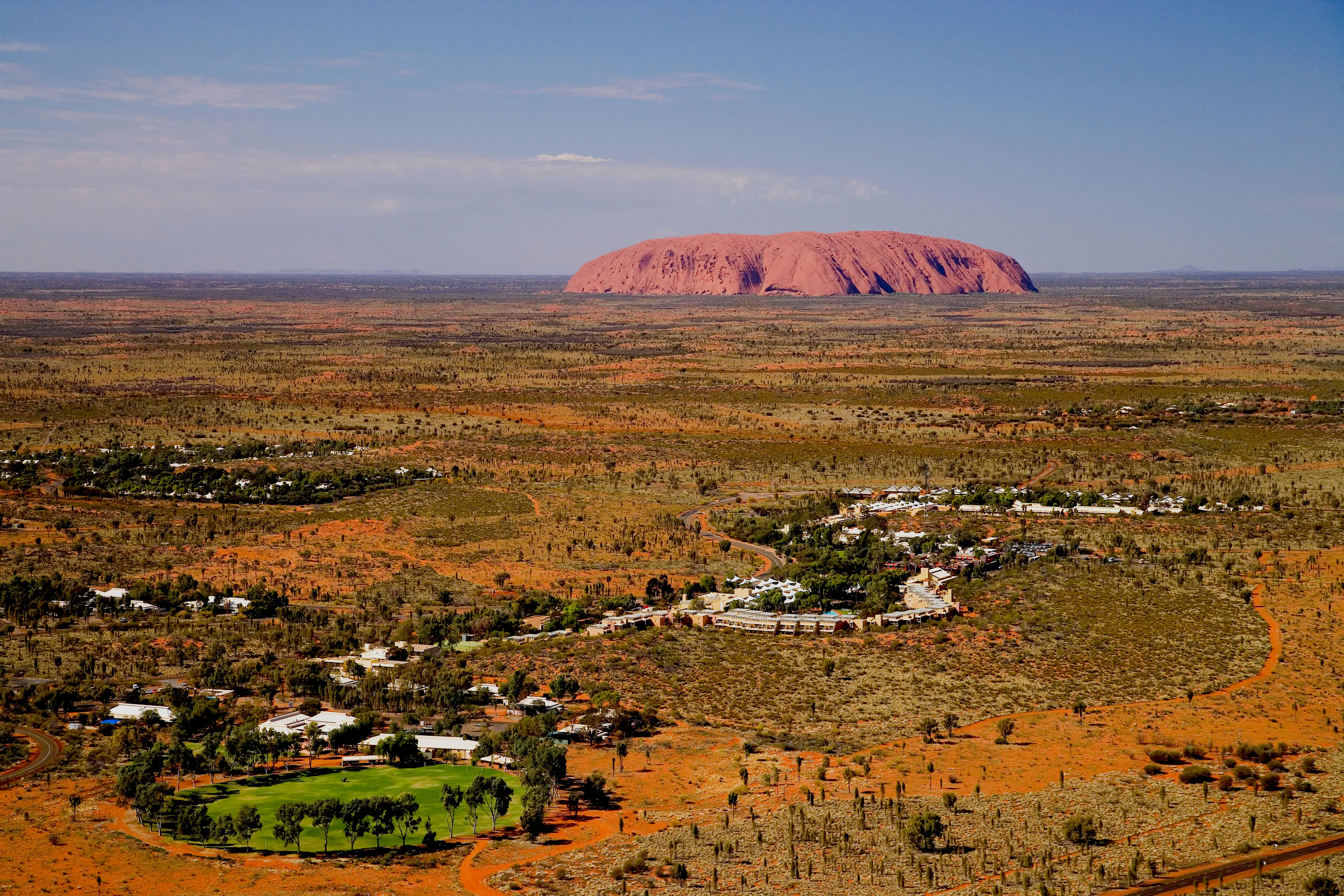 Aerial view of the village of Yulara at Uluru 