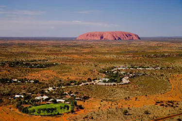 Aerial view of the village of Yulara at Uluru