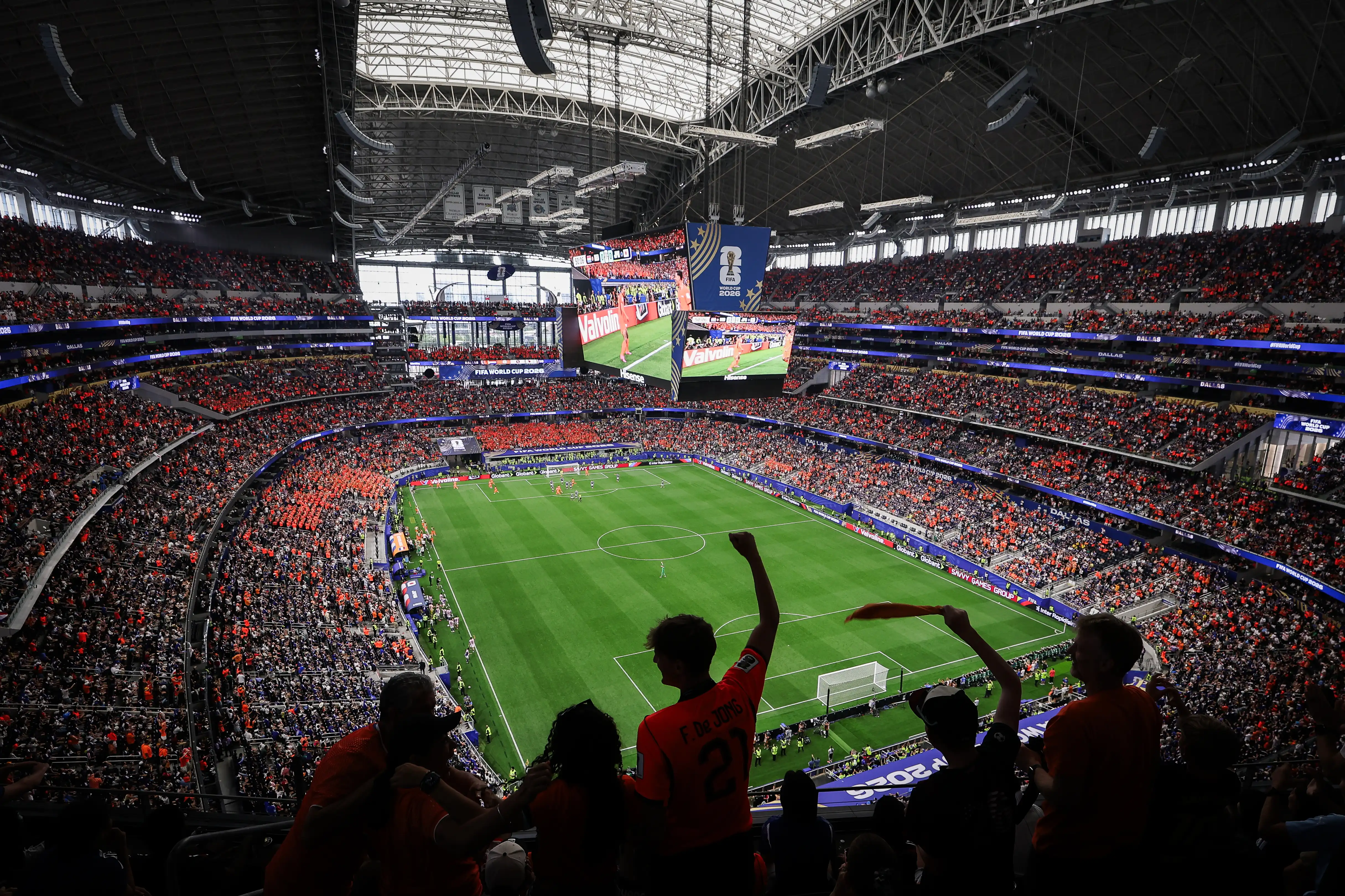 Netherlands fans celebrate a goal during the FIFA World Cup 2026 