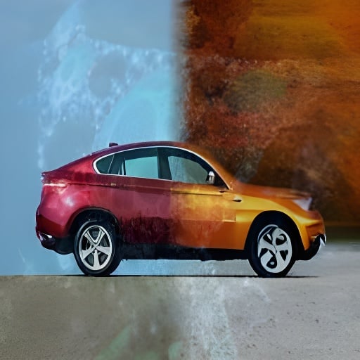 An edited image of a car used for computer vision training