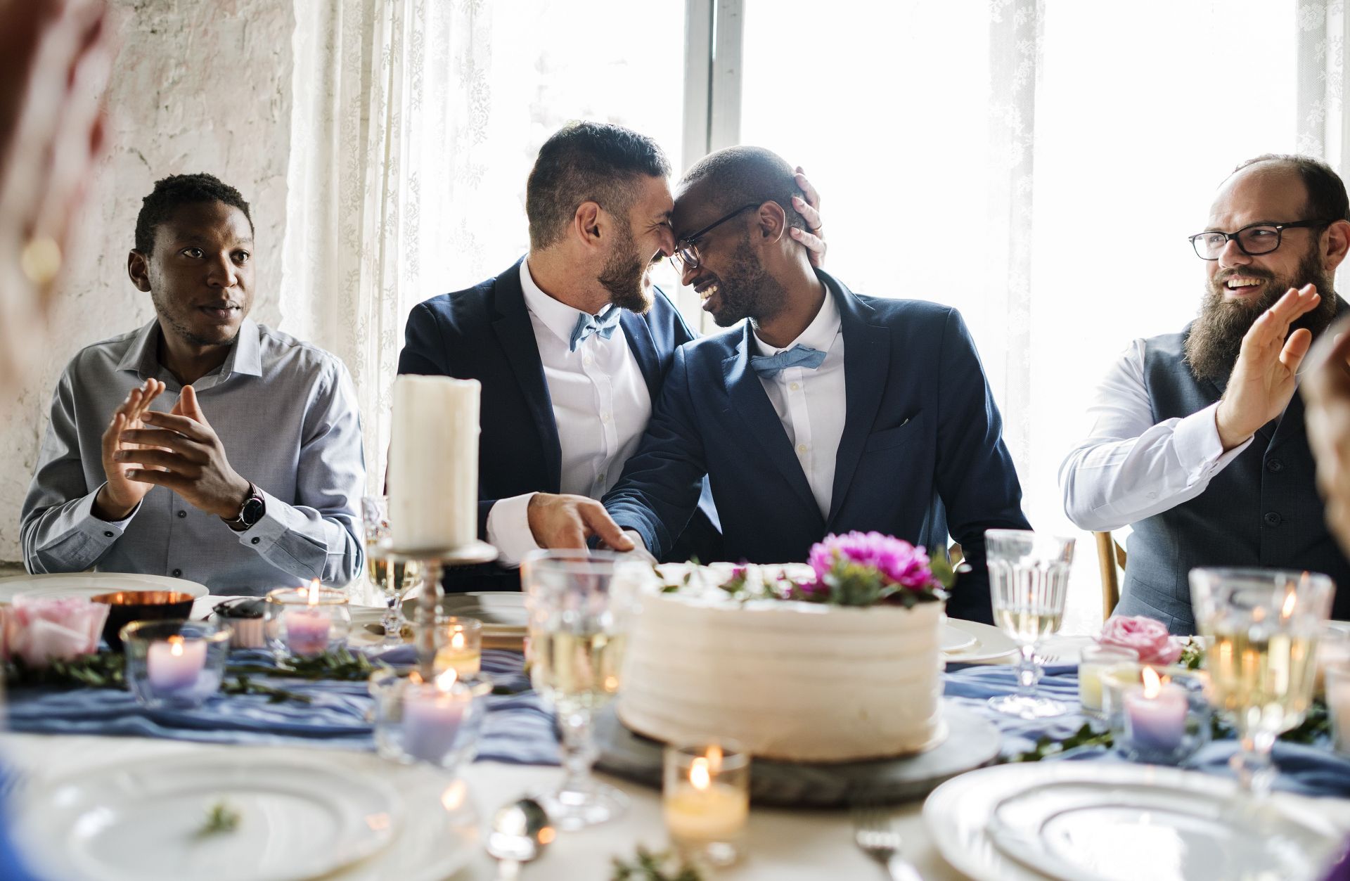 Two men at their wedding