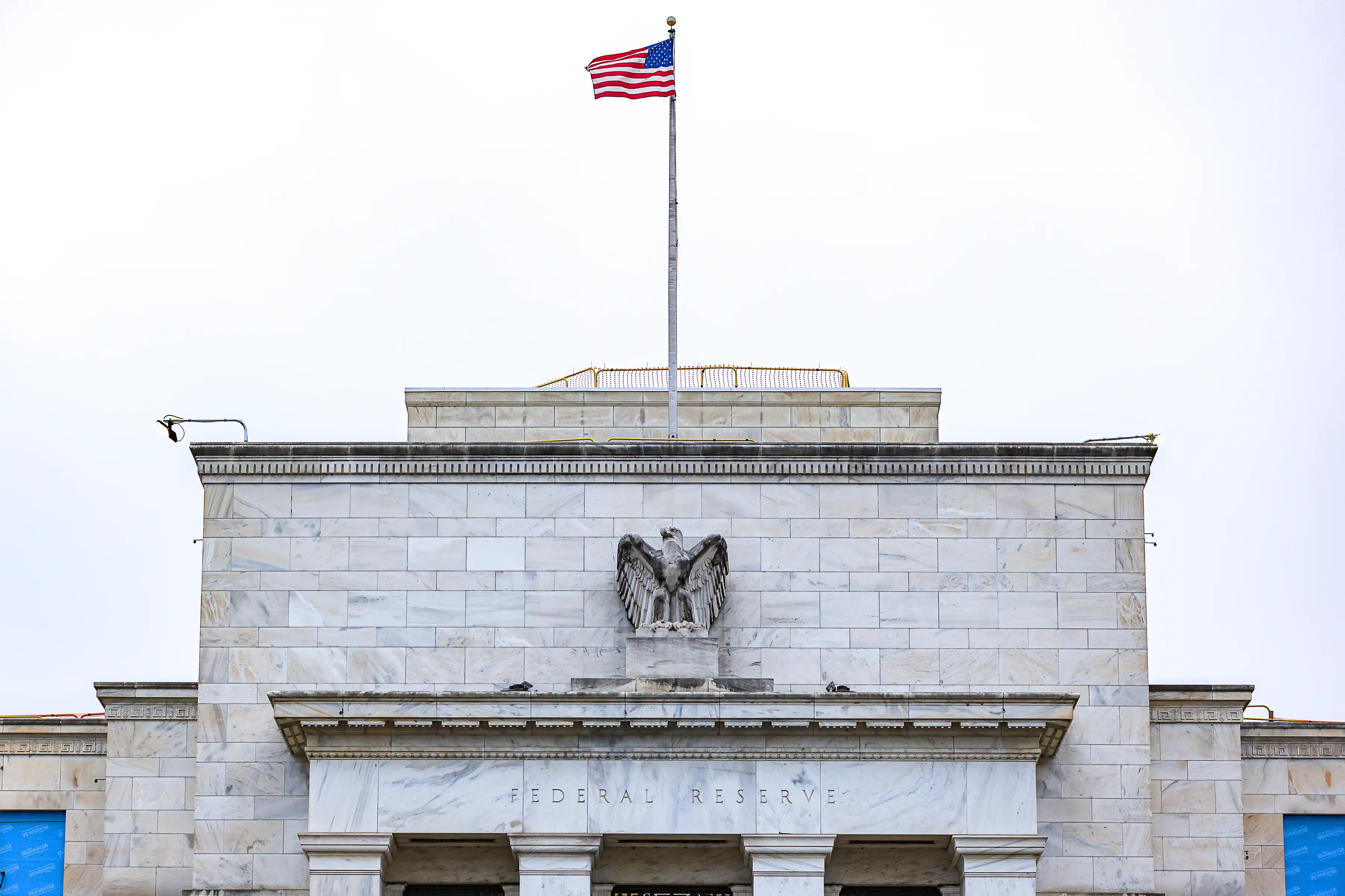 The US flag flies at the Federal Reserve