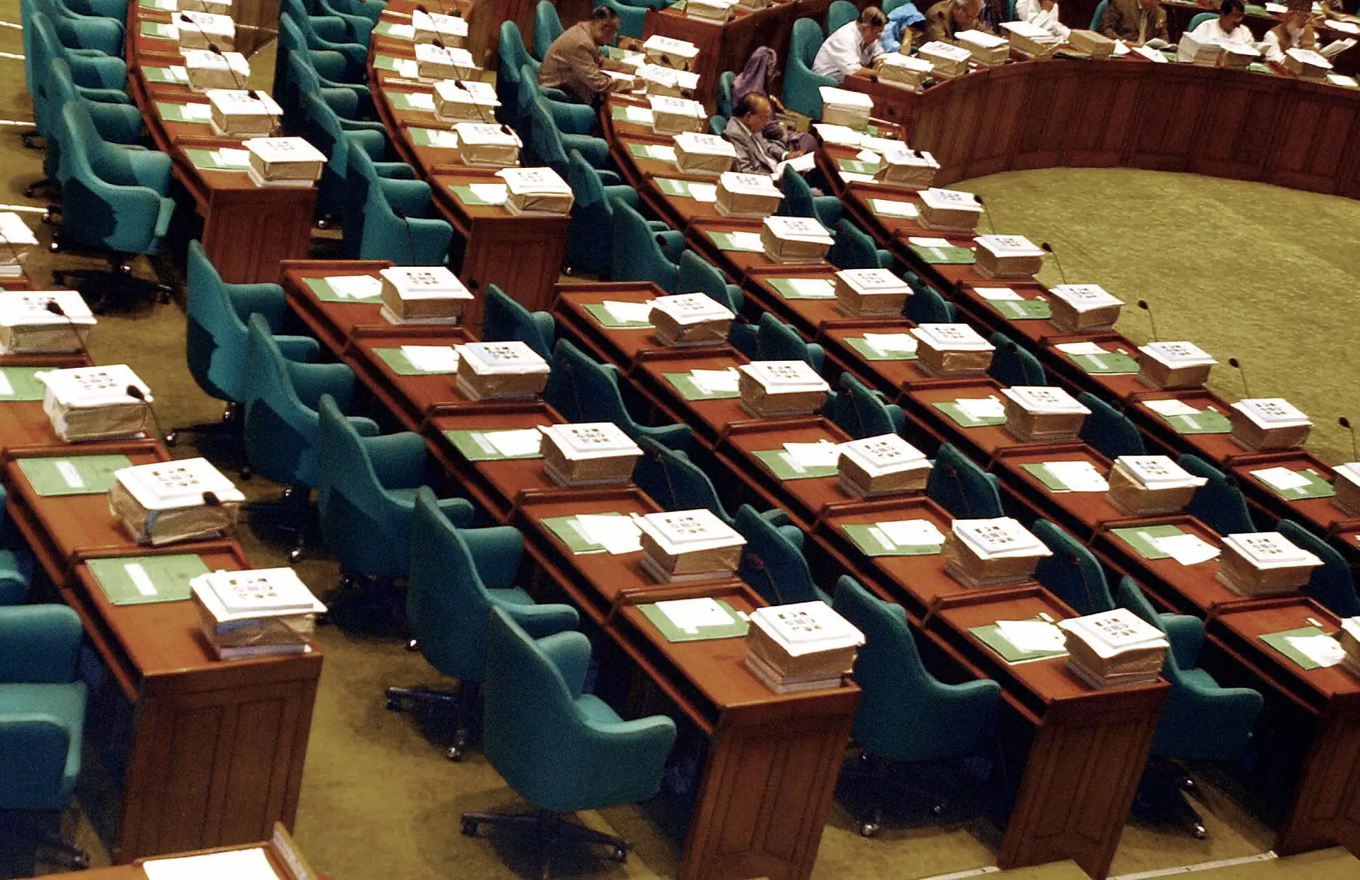 A view of a parliamentary session in the Jatiya Sangsad Bhaban in Dhaka. 