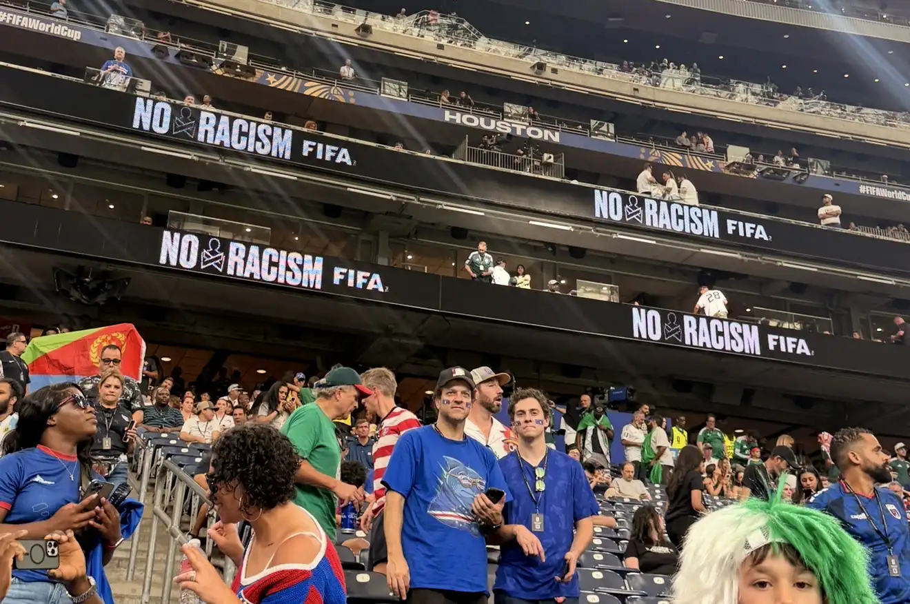 Signs at a US stadium saying ‘FIFA No racism’ 