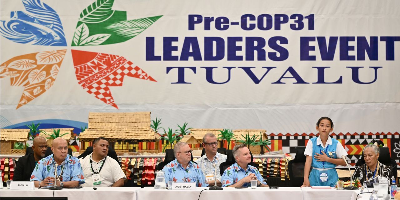 Student from Tuvalu speaks at COP31 conference