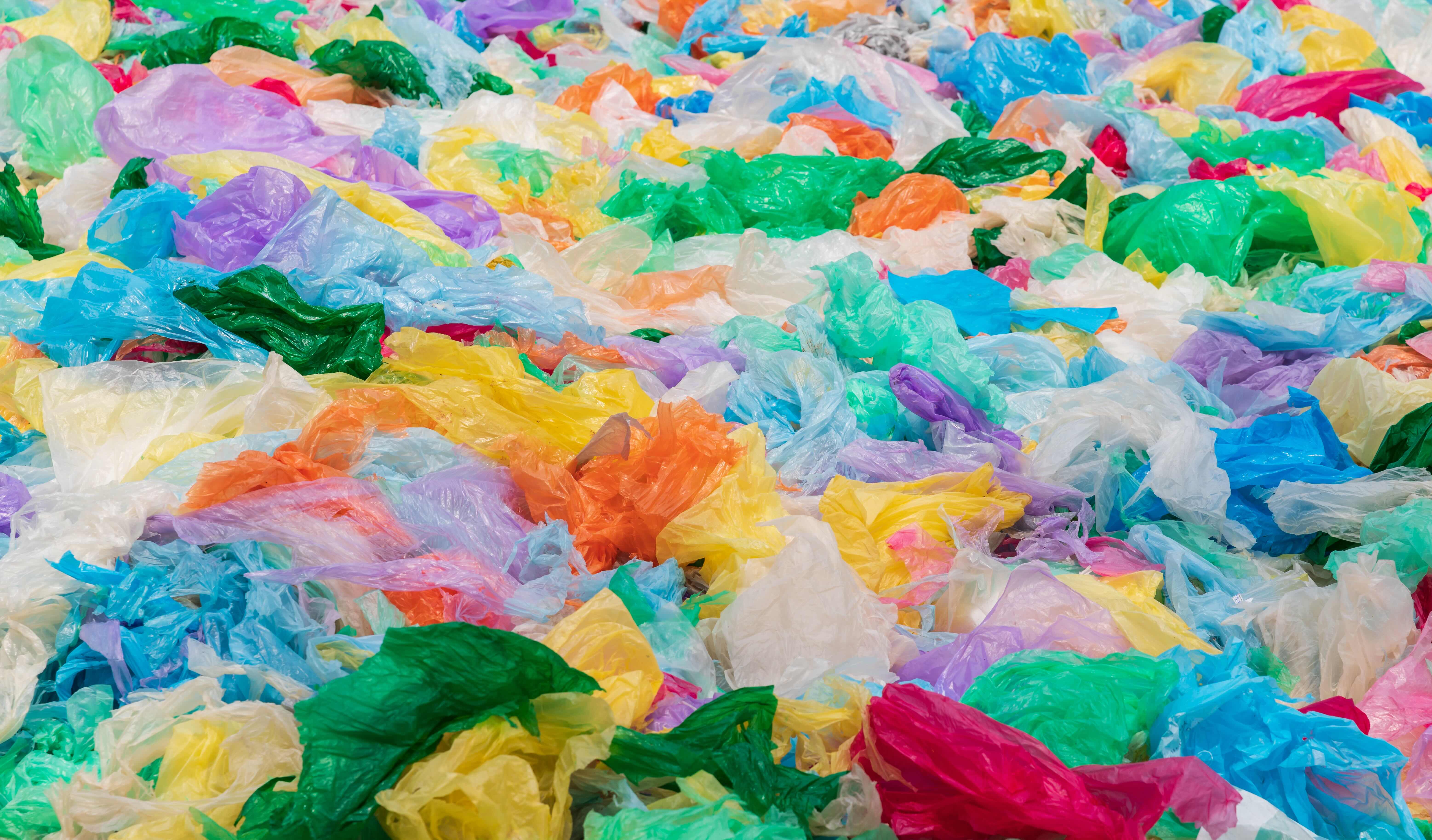 Discarded plastic bags in a pile