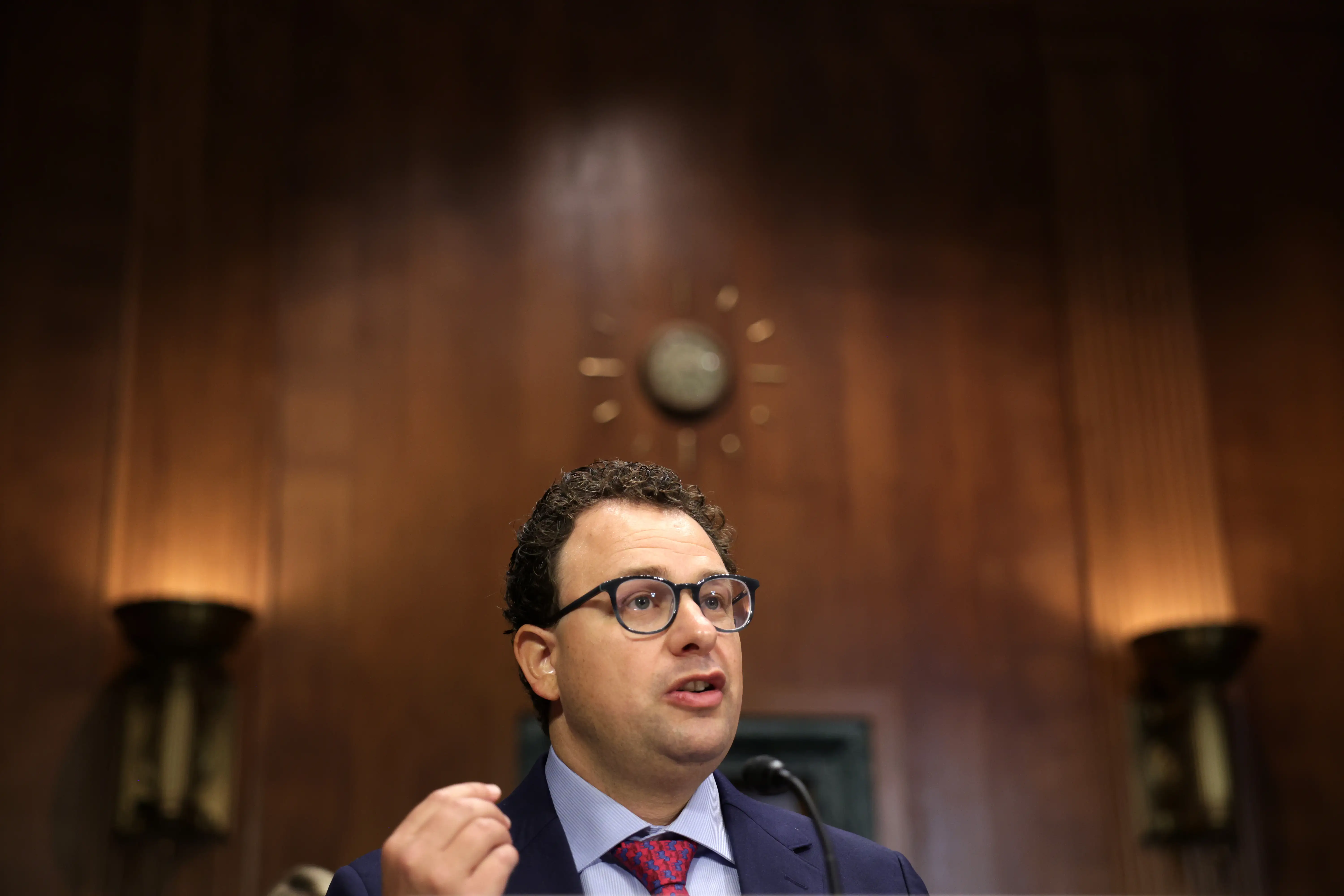 CEO of Anthropic Dario Amodei testifies during a hearing before the Privacy, Technology, and the Law Subcommittee