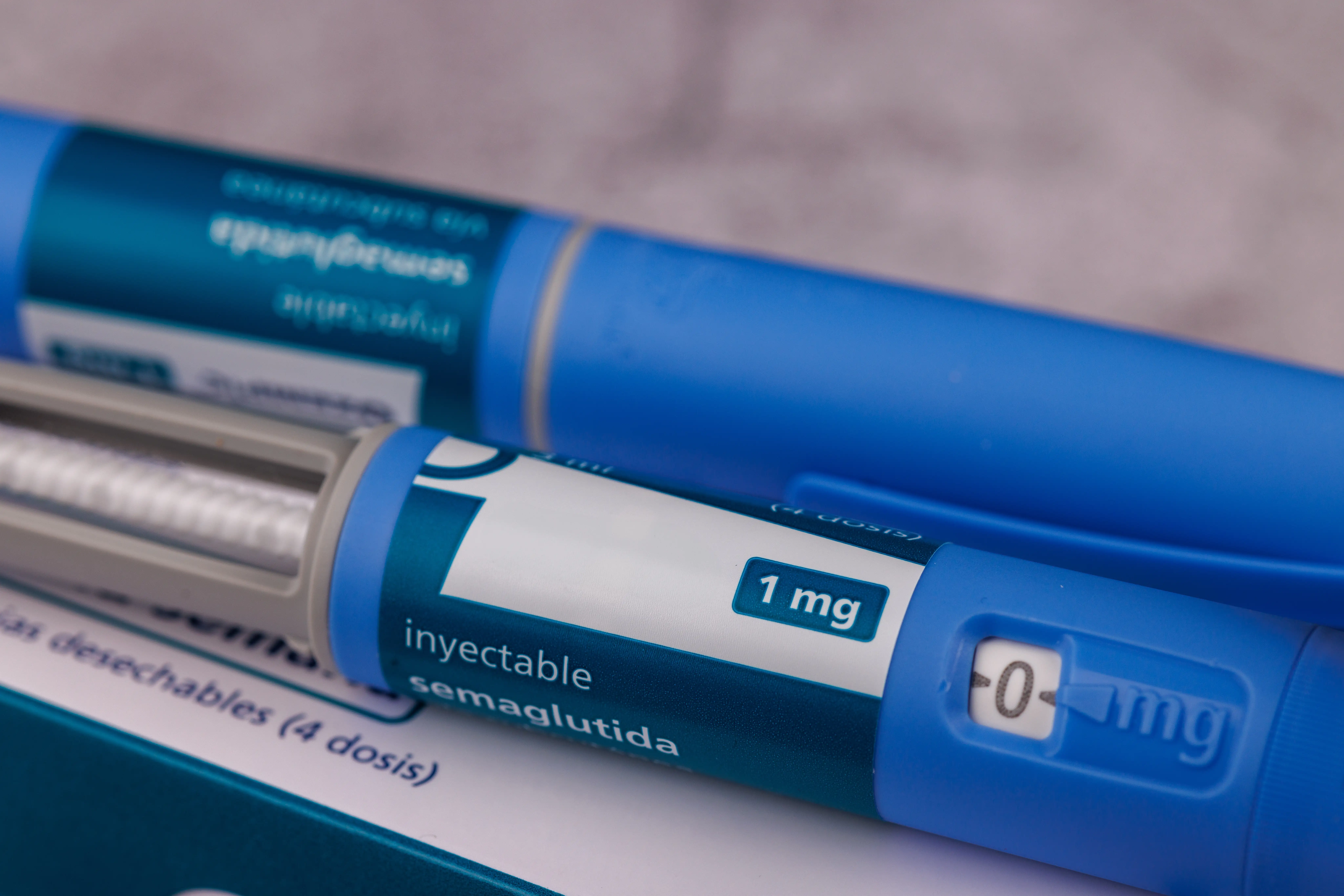 Close-up of a glucose control pen containing semaglutide.