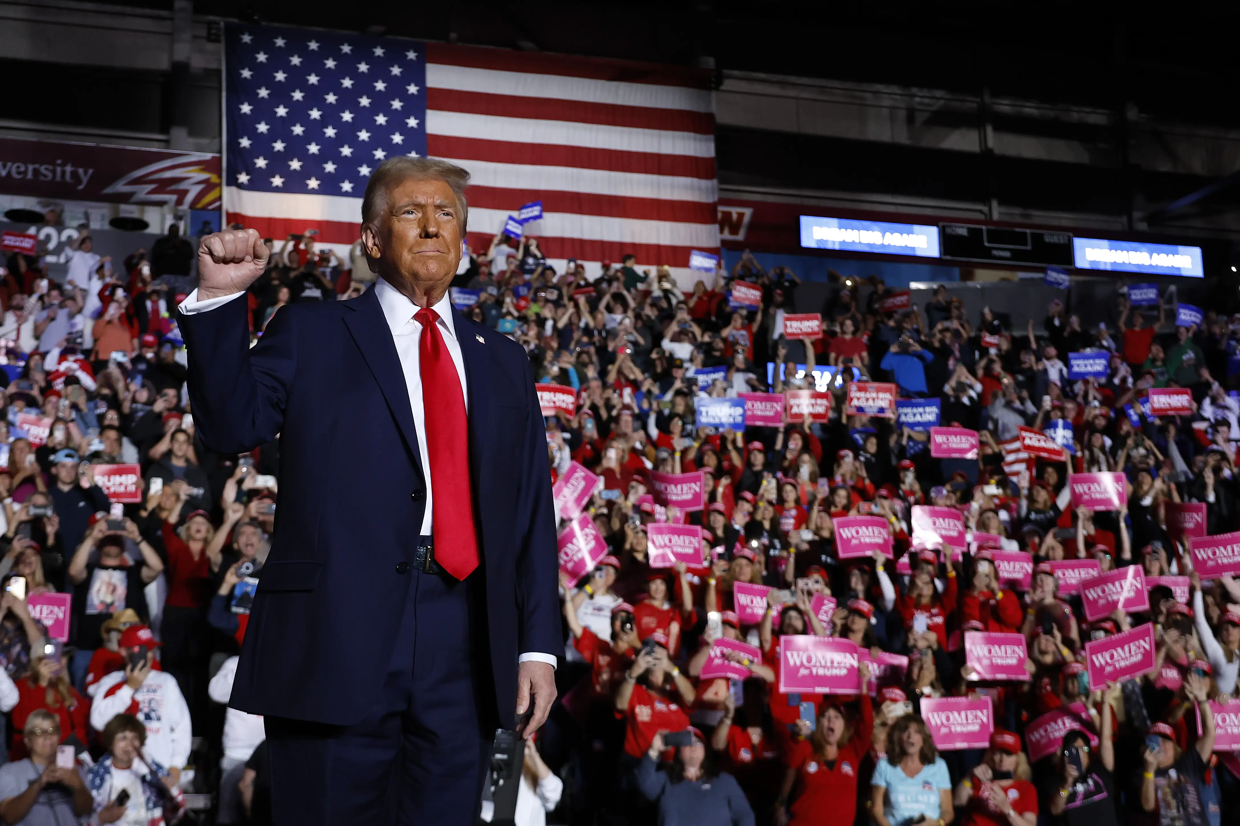 Republican presidential candidate Donald Trump speaks during an election night event