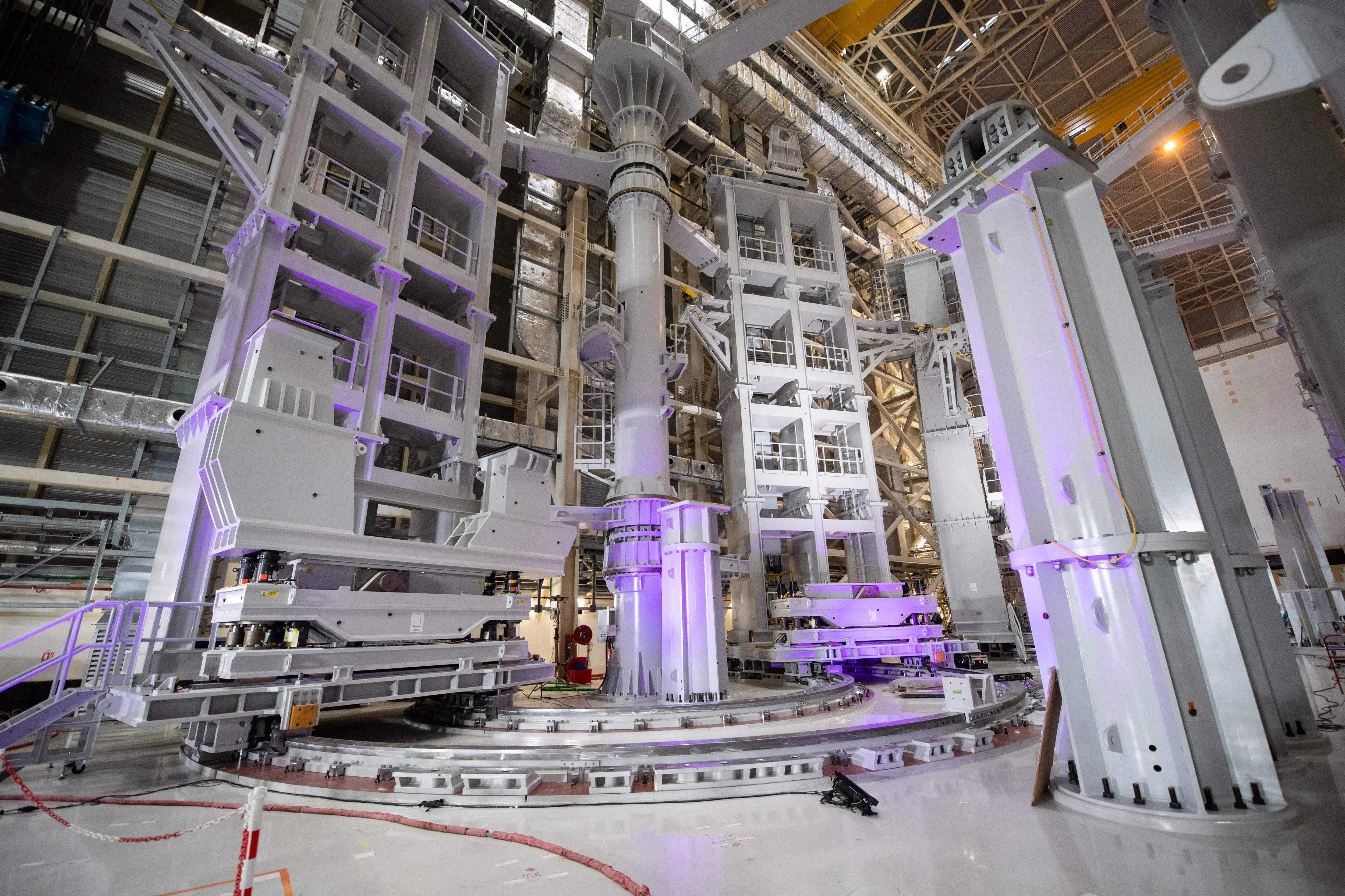 A pre-assembly gantry constructed by South Korea which will be used to assemble vacuum chamber sectors with vertical coils to be inserted into the tokomak