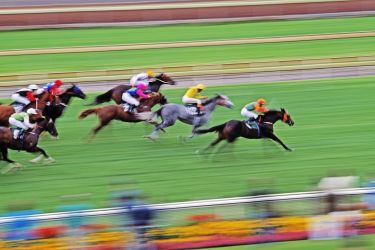 Blurred horse race
