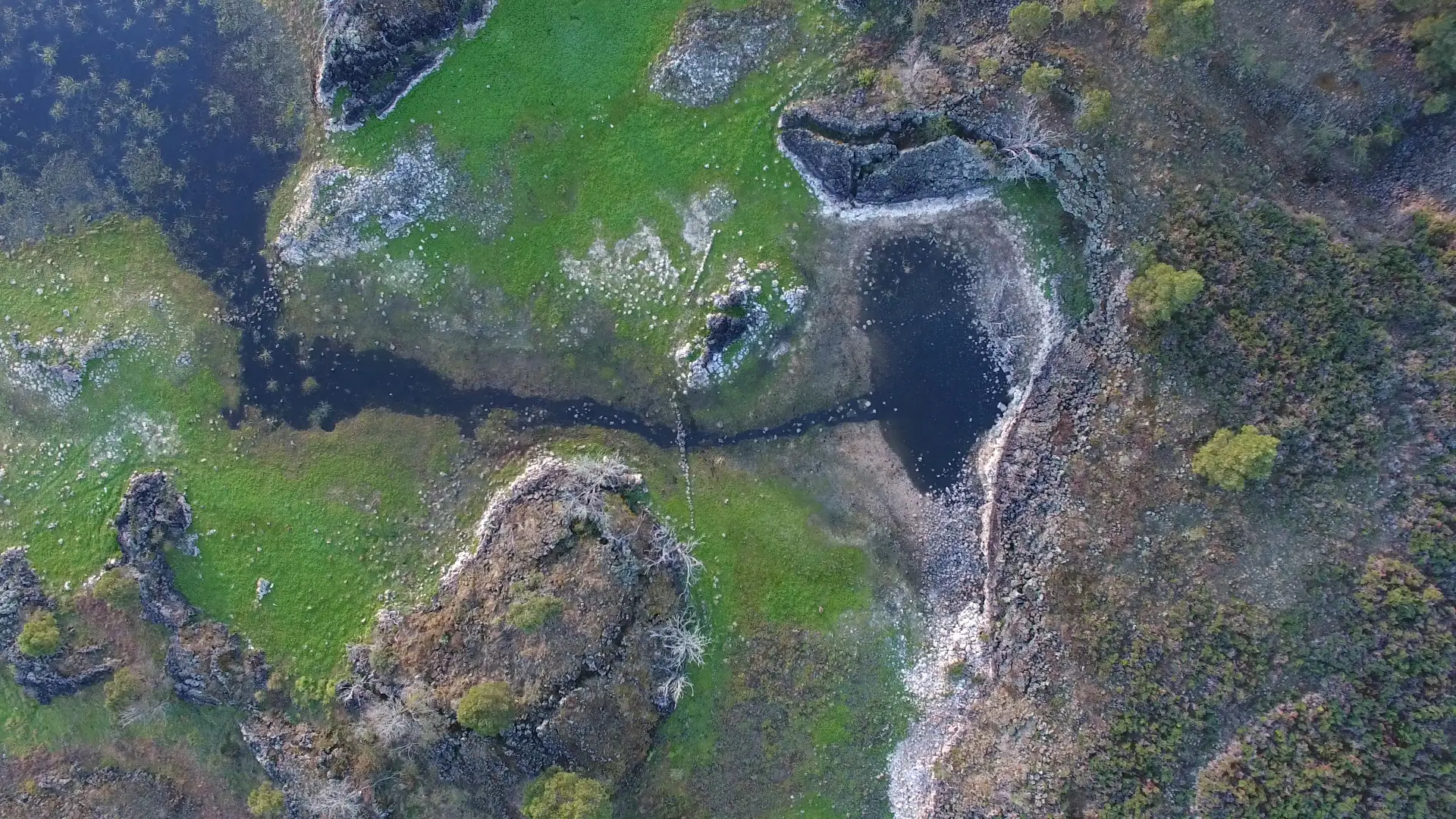 Tae Rak channel and holding pond at Budj Bim taken from the air