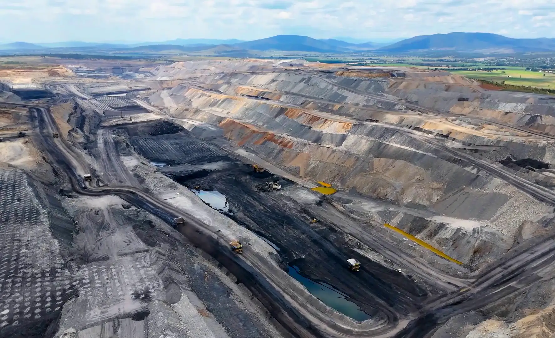An aerial shot of the Mt Pleasant open-cut coal mine
